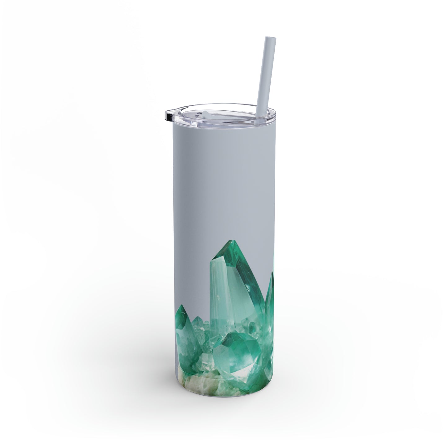 Aquamarine Crystal Birthstone Skinny Matte Yoga Workout Tumbler