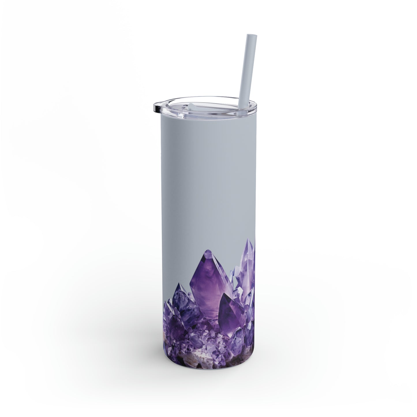 Amethyst Crystal Birthstone Skinny Matte Yoga Workout Tumbler