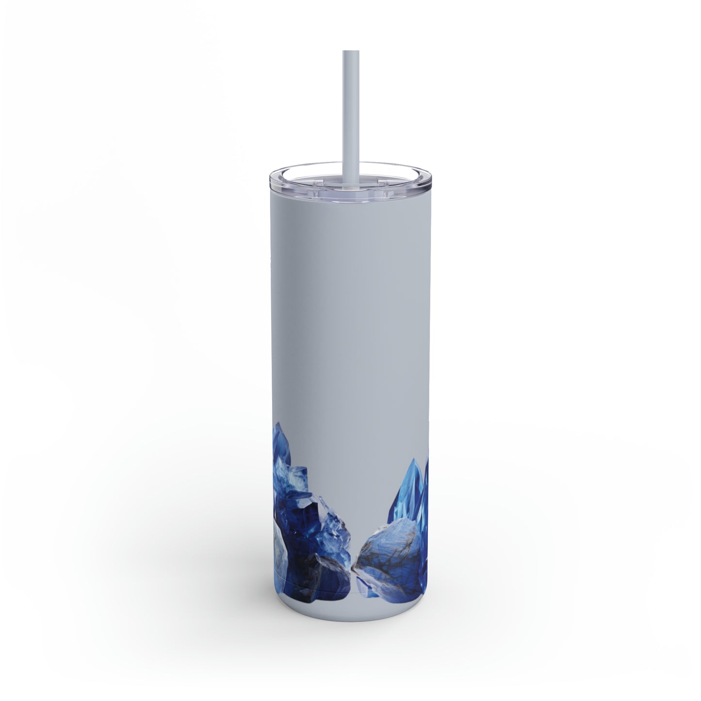 Sapphire and Larimar Crystal Birthstone Skinny Matte Yoga Workout Tumbler