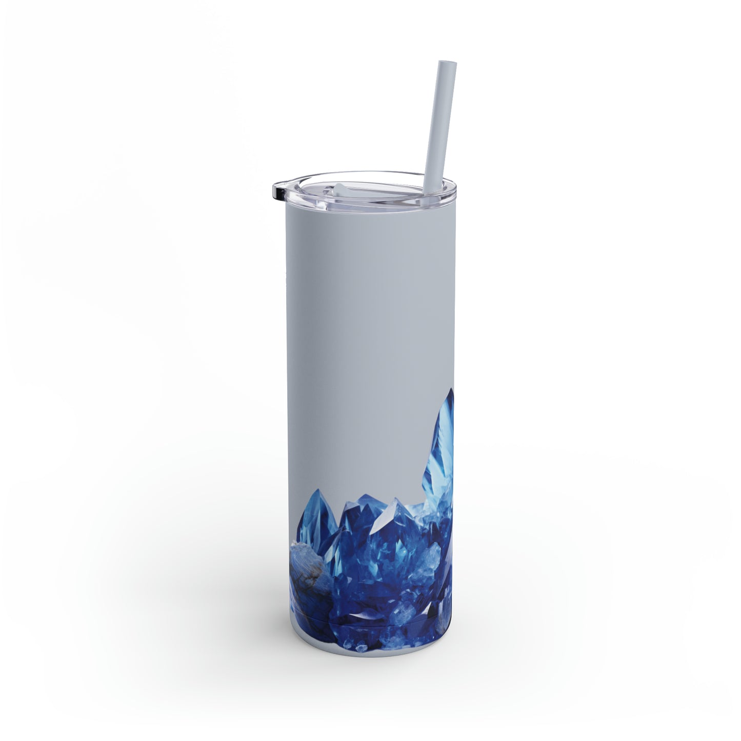 Sapphire and Larimar Crystal Birthstone Skinny Matte Yoga Workout Tumbler