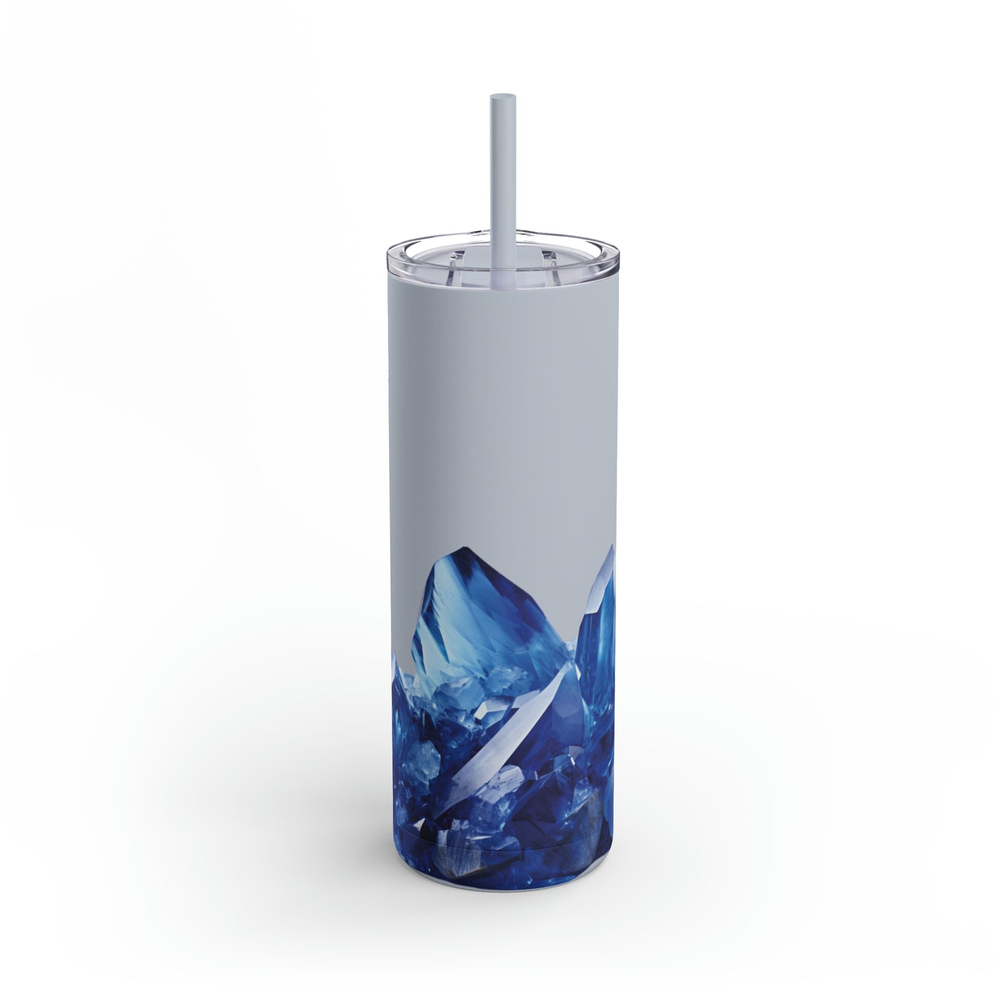 Sapphire and Larimar Crystal Birthstone Skinny Matte Yoga Workout Tumbler