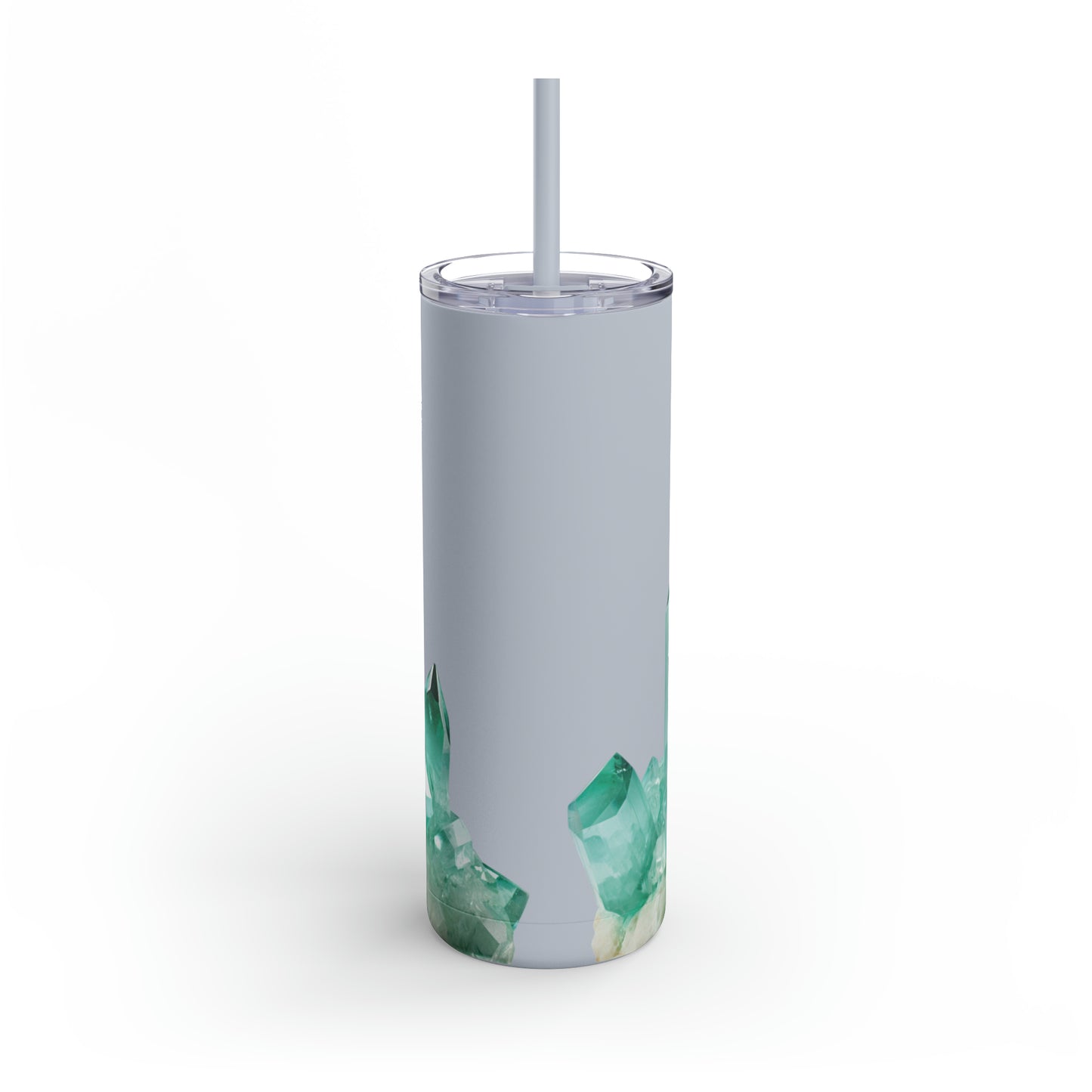 Aquamarine Crystal Birthstone Skinny Matte Yoga Workout Tumbler