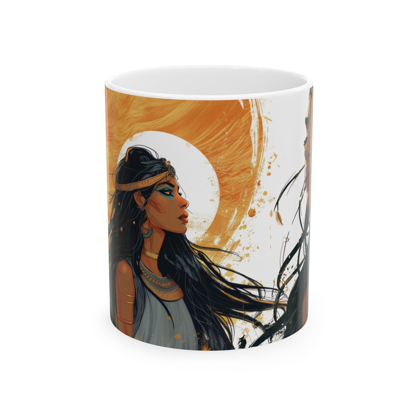 Inner Goddess Sekhmet Ceramic Coffee Cup - Goddess Mug Inspired by Ancient Egyptian Art Deco Style