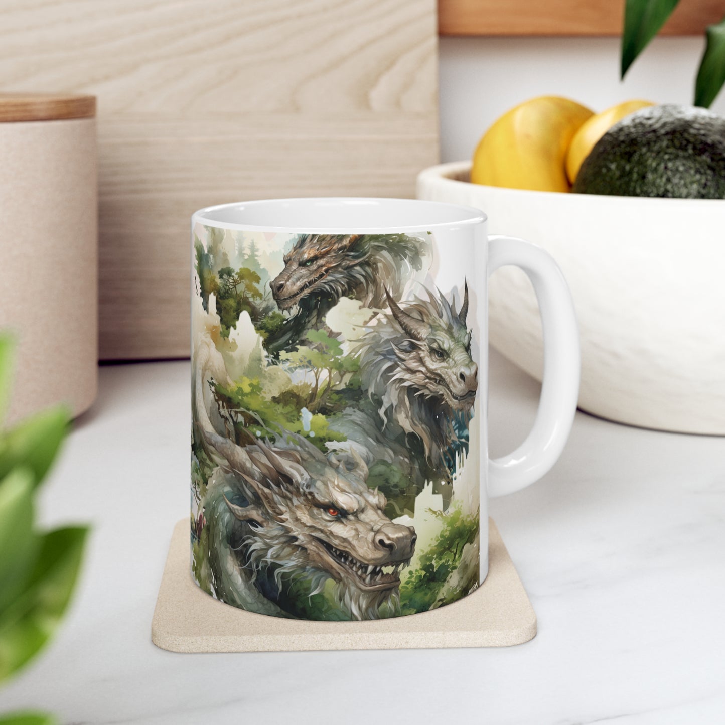 Bonsai Garden Wood Dragon Ceramic Coffee Cup - Lunar New Year Mug for Enchanting Mornings & Mystical Evenings