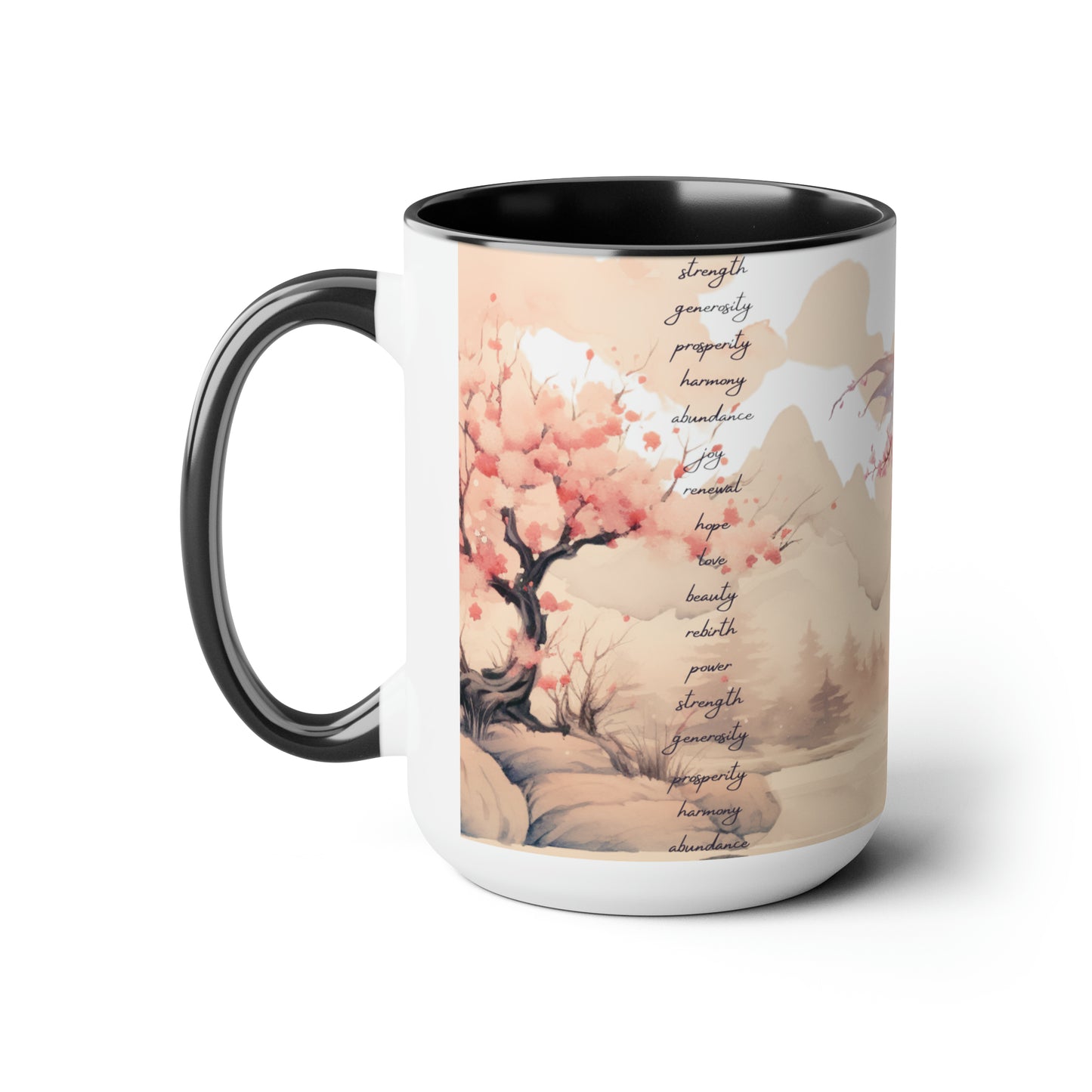 15oz Cherry Blossom Wood Dragon Ceramic Coffee Cup - Lunar New Year Mug Gift