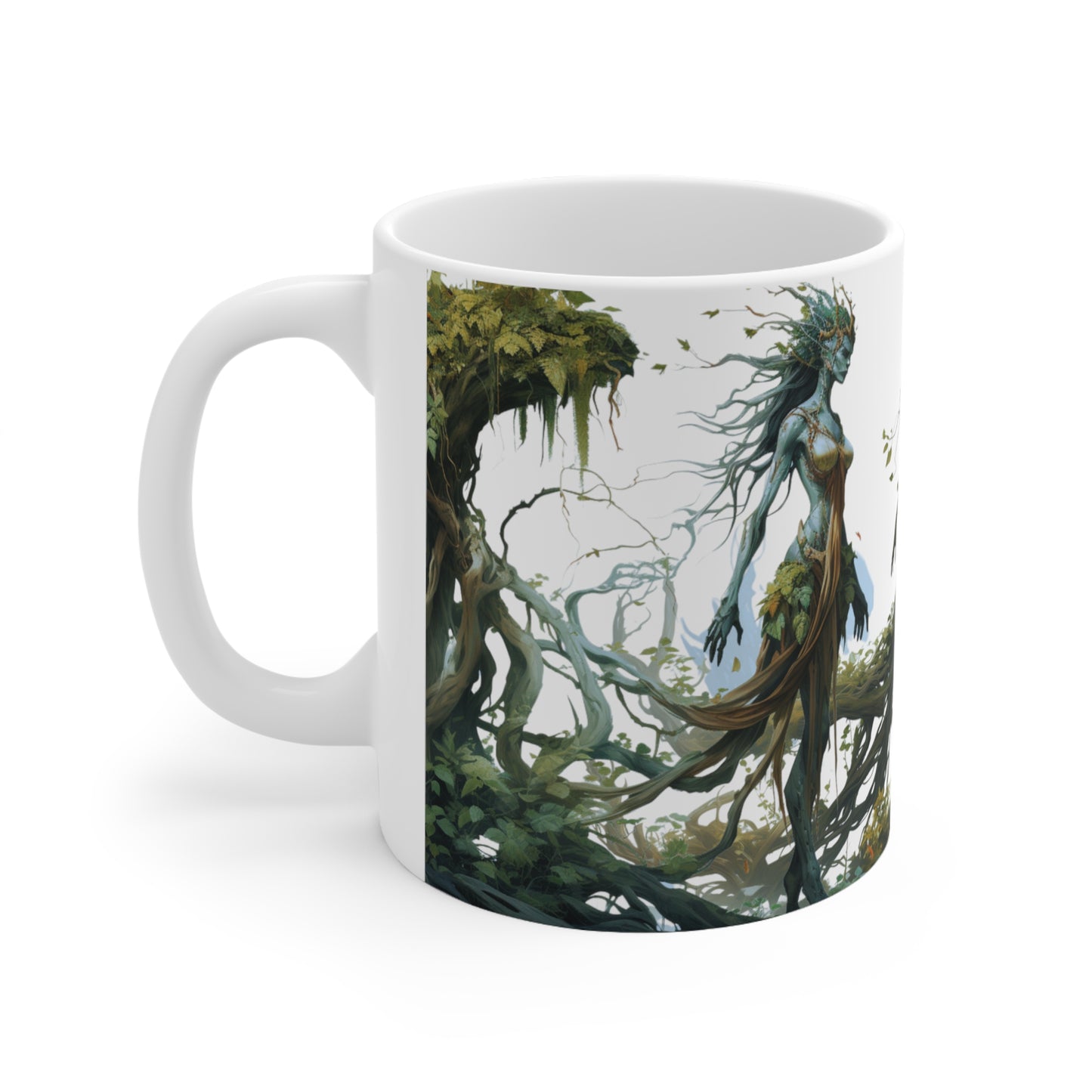 Elven Druid Circle Ceramic Coffee Cup - High Fantasy Nature Magic Mug for Enchanting Mornings