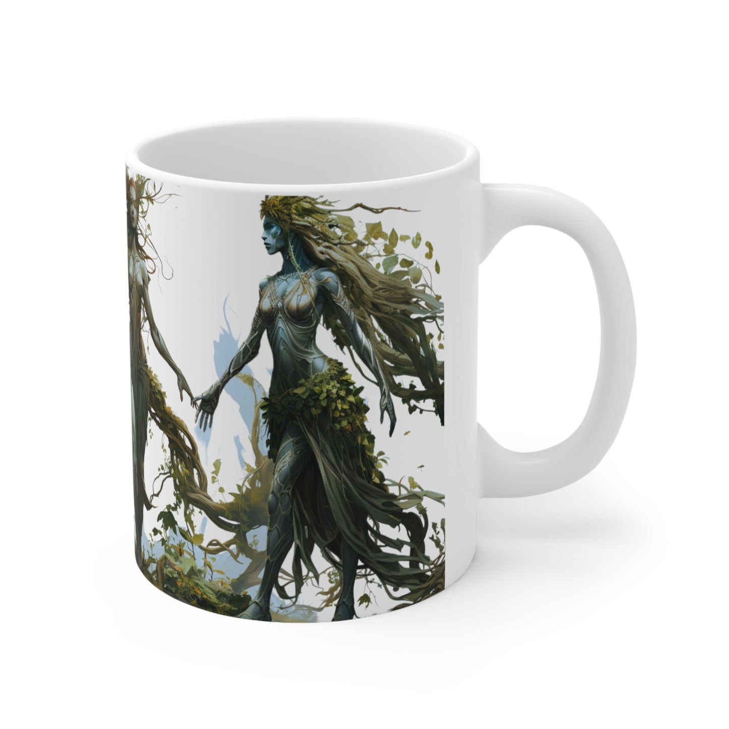 Elven Druid Circle Ceramic Coffee Cup - High Fantasy Nature Magic Mug for Enchanting Mornings