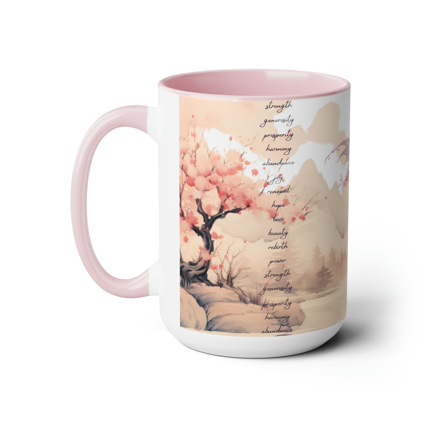 15oz Cherry Blossom Wood Dragon Ceramic Coffee Cup - Lunar New Year Mug Gift