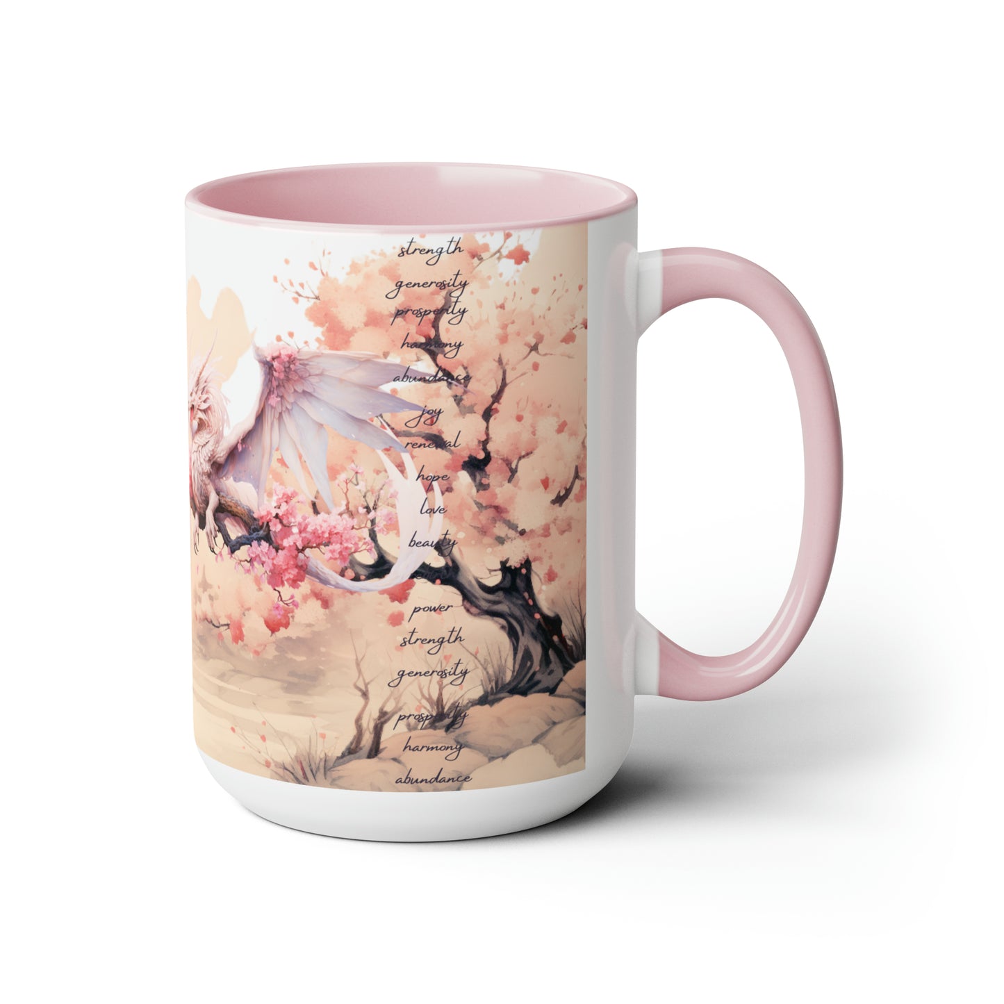 15oz Cherry Blossom Wood Dragon Ceramic Coffee Cup - Lunar New Year Mug Gift