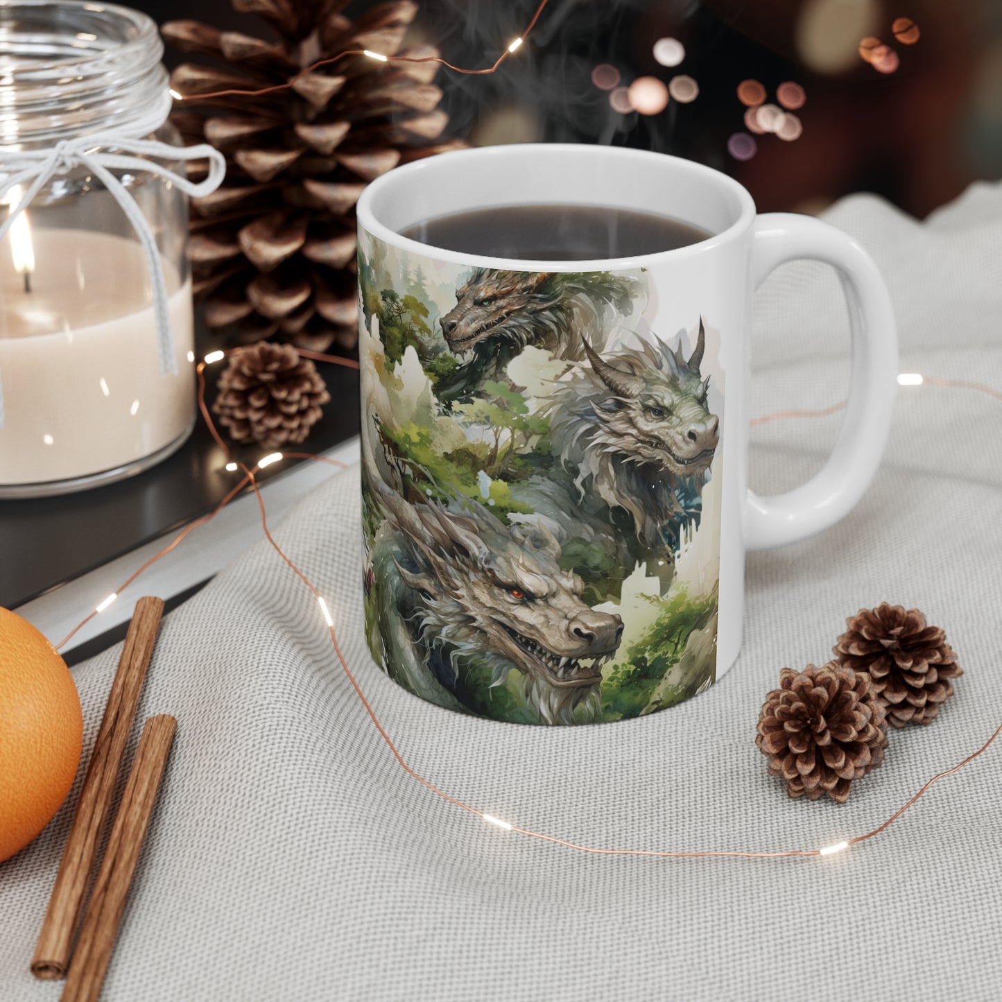 Bonsai Garden Wood Dragon Ceramic Coffee Cup - Lunar New Year Mug for Enchanting Mornings & Mystical Evenings