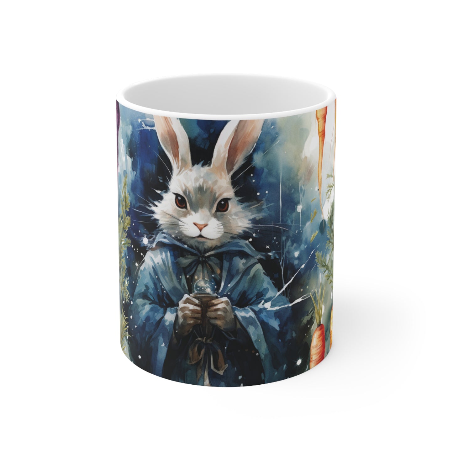 Mystical Bunny Sorcerer Carrot Ceramic Coffee Cup - Whimsical Rabbit Magic Mug for Enchanting Mornings