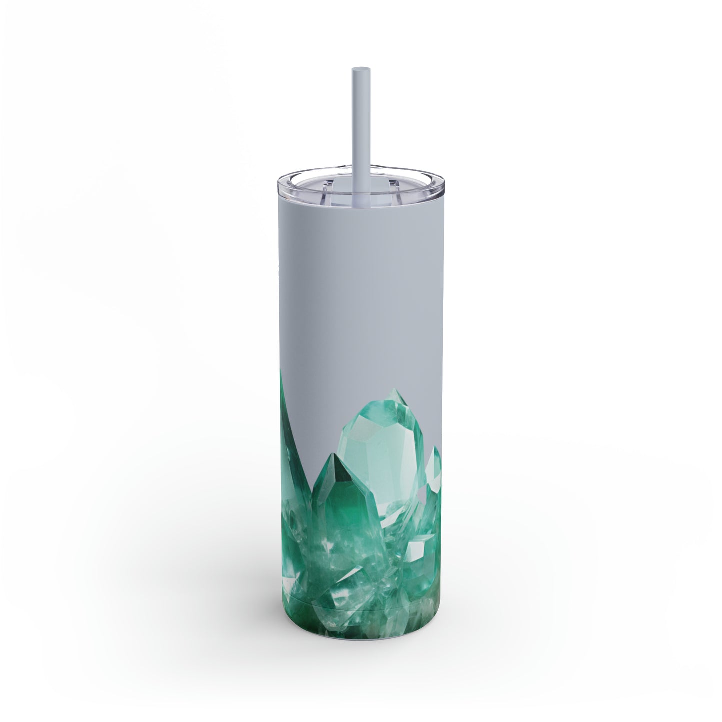 Aquamarine Crystal Birthstone Skinny Matte Yoga Workout Tumbler