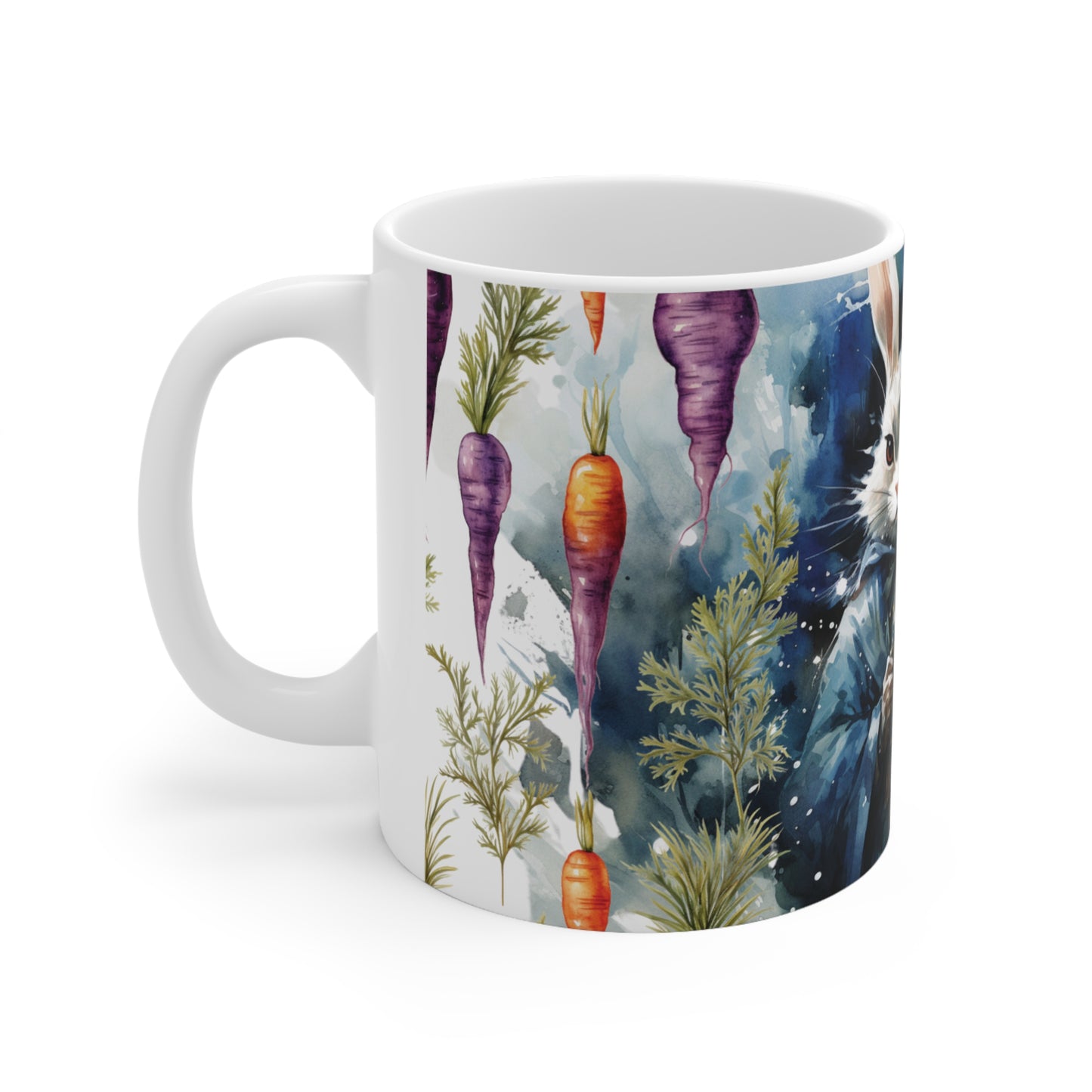 Mystical Bunny Sorcerer Carrot Ceramic Coffee Cup - Whimsical Rabbit Magic Mug for Enchanting Mornings