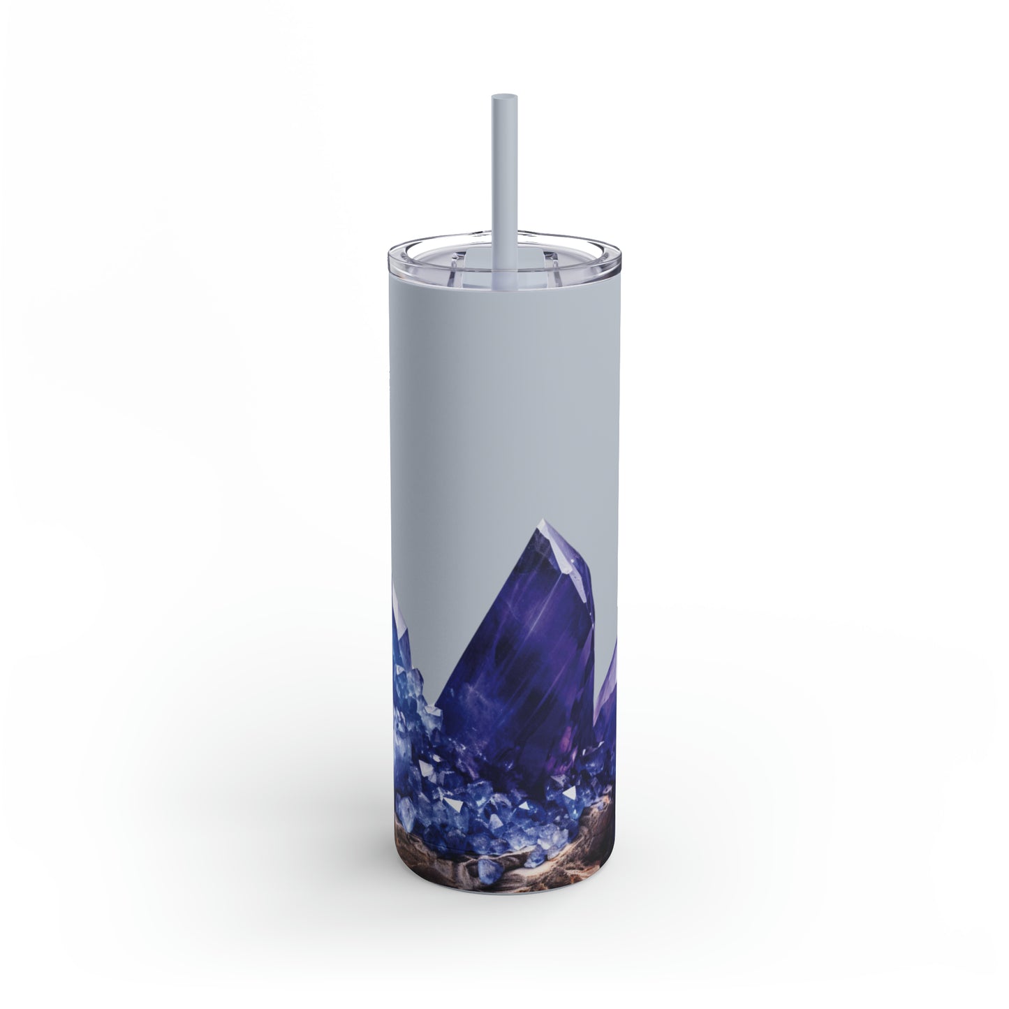 Tanzanite Blue Topaz Crystal Birthstone Skinny Matte Yoga Workout Tumbler