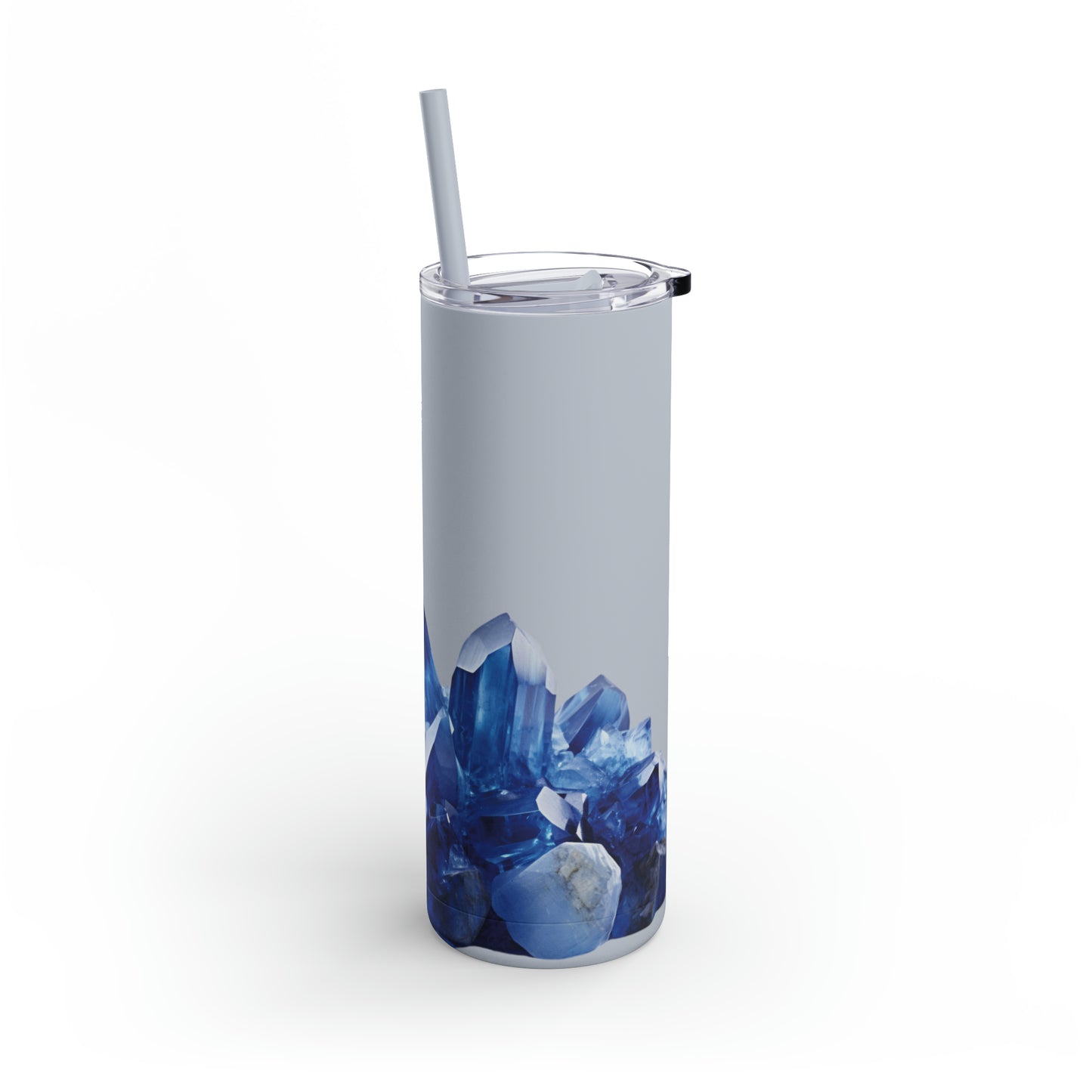 Sapphire and Larimar Crystal Birthstone Skinny Matte Yoga Workout Tumbler