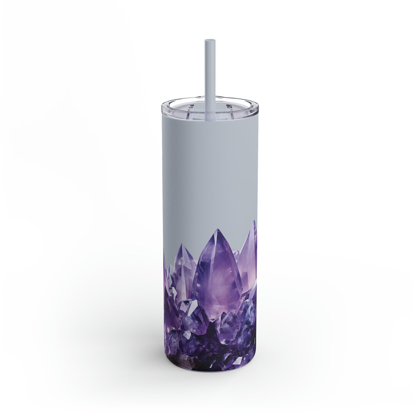 Amethyst Crystal Birthstone Skinny Matte Yoga Workout Tumbler