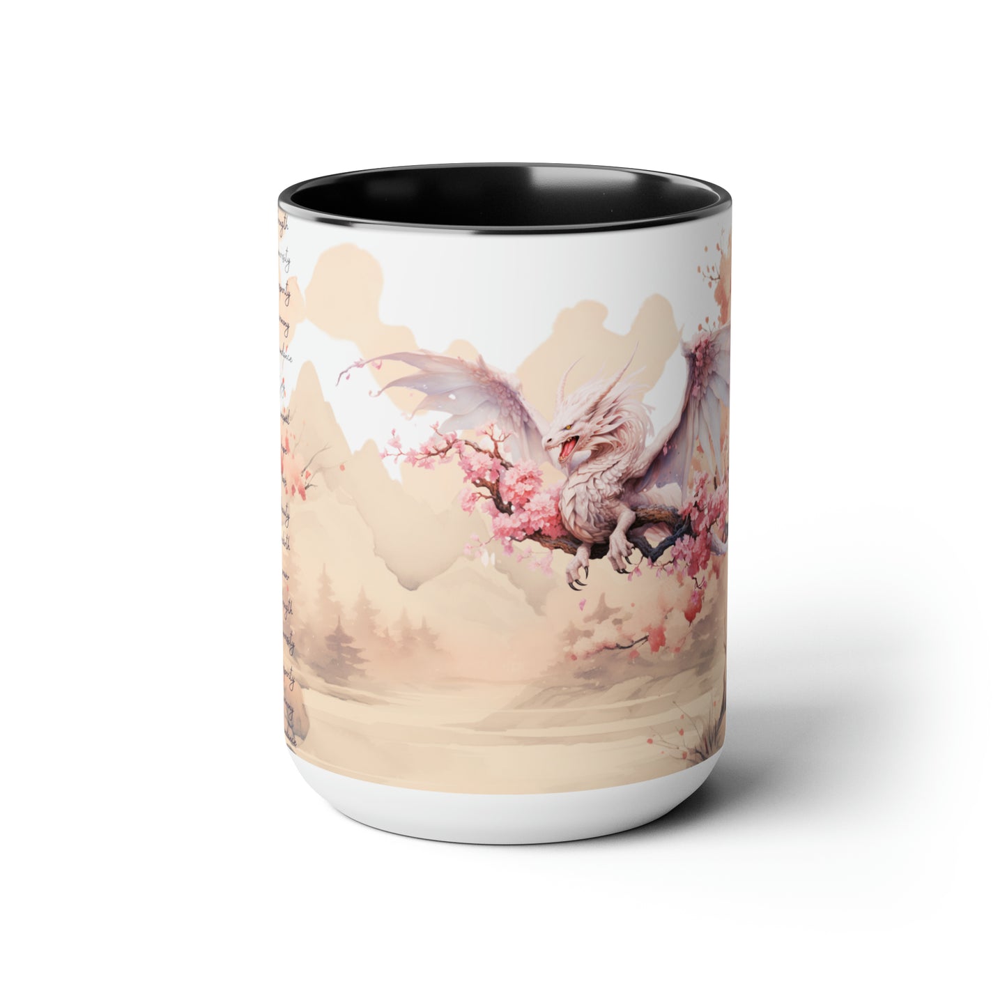 15oz Cherry Blossom Wood Dragon Ceramic Coffee Cup - Lunar New Year Mug Gift