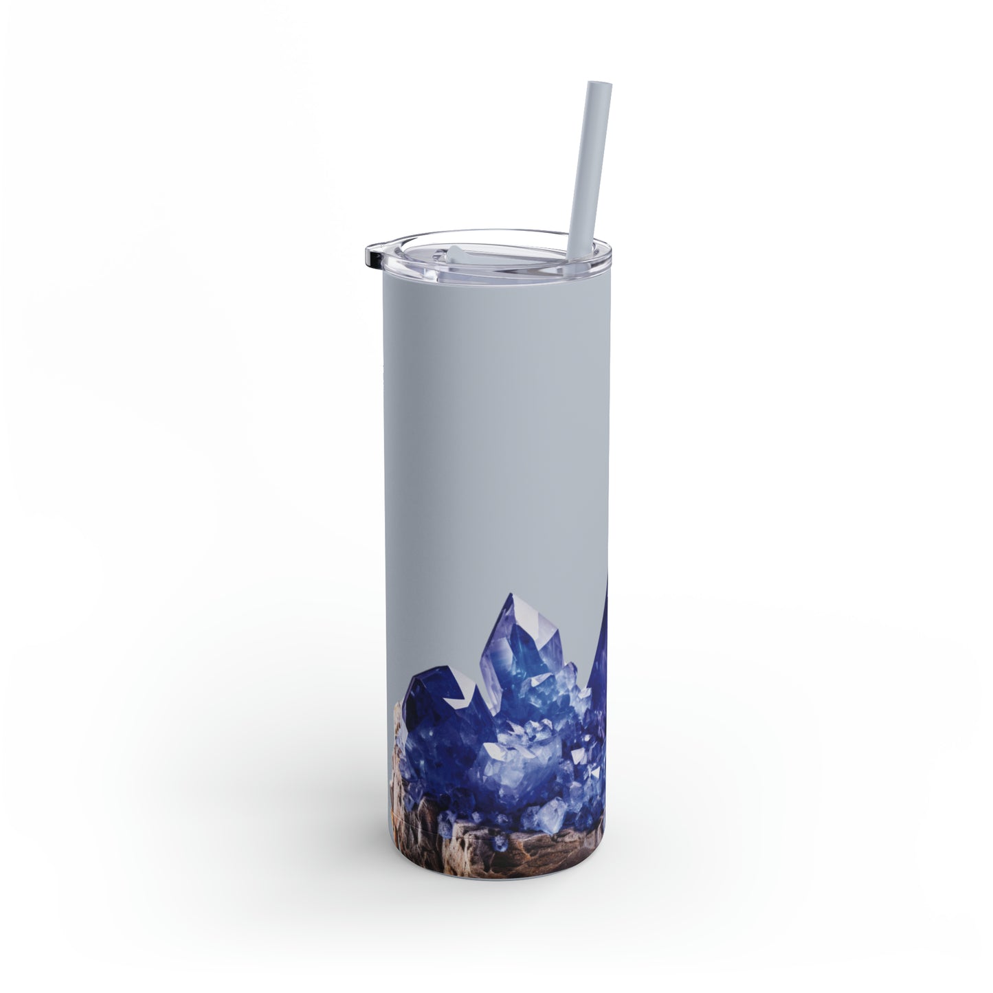 Tanzanite Blue Topaz Crystal Birthstone Skinny Matte Yoga Workout Tumbler