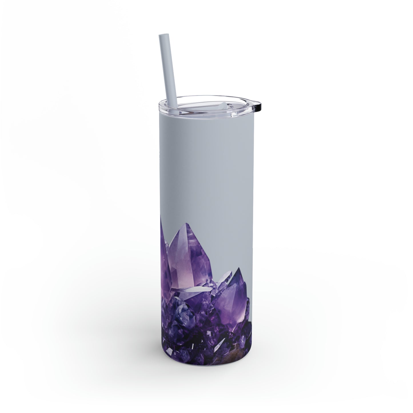 Amethyst Crystal Birthstone Skinny Matte Yoga Workout Tumbler