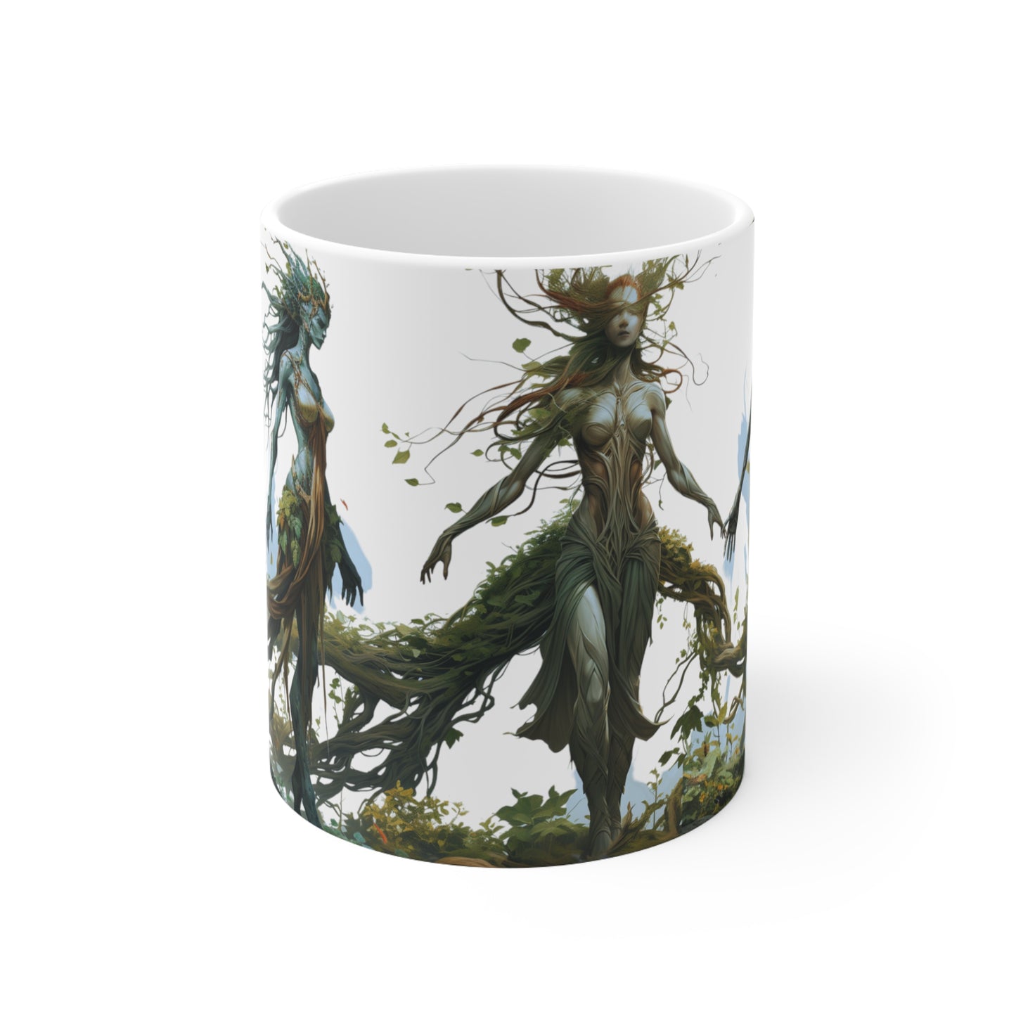 Elven Druid Circle Ceramic Coffee Cup - High Fantasy Nature Magic Mug for Enchanting Mornings