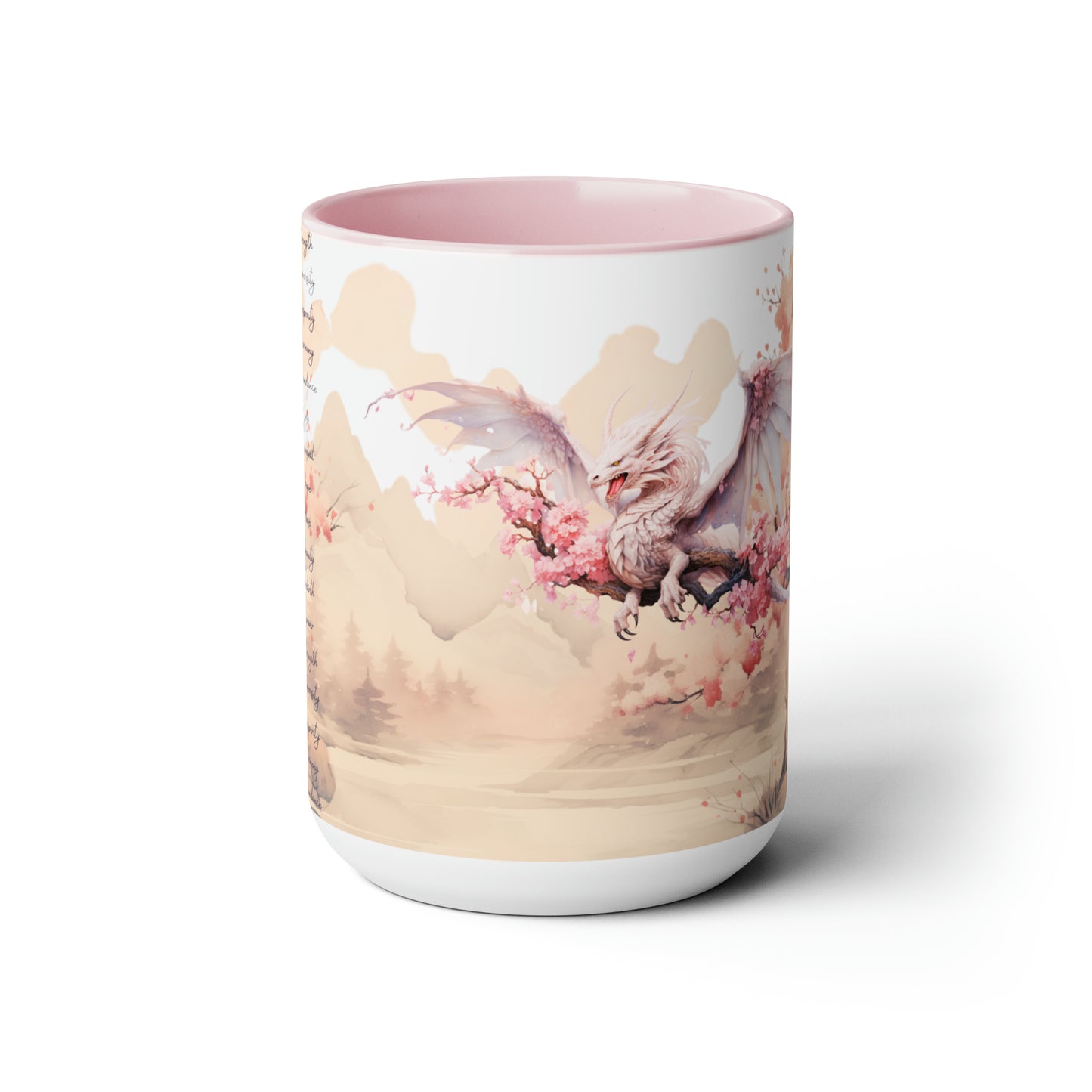 15oz Cherry Blossom Wood Dragon Ceramic Coffee Cup - Lunar New Year Mug Gift