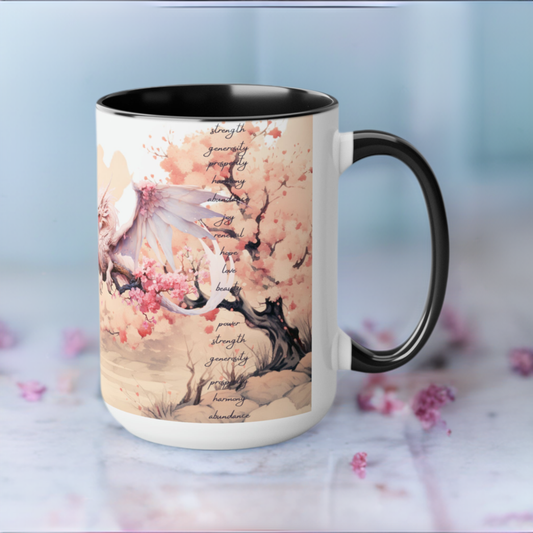 15oz Cherry Blossom Wood Dragon Ceramic Coffee Cup - Lunar New Year Mug Gift