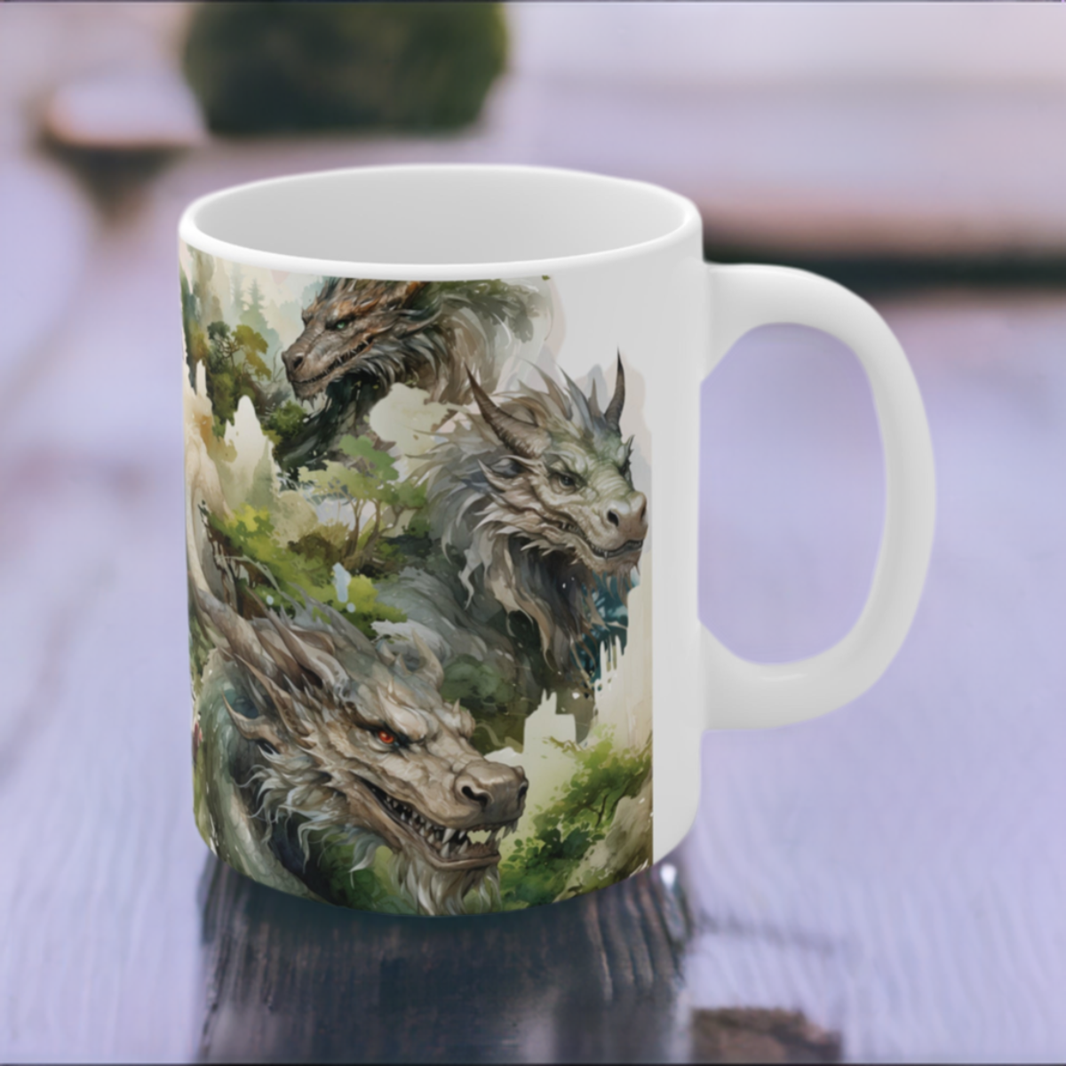 Bonsai Garden Wood Dragon Ceramic Coffee Cup - Lunar New Year Mug for Enchanting Mornings & Mystical Evenings