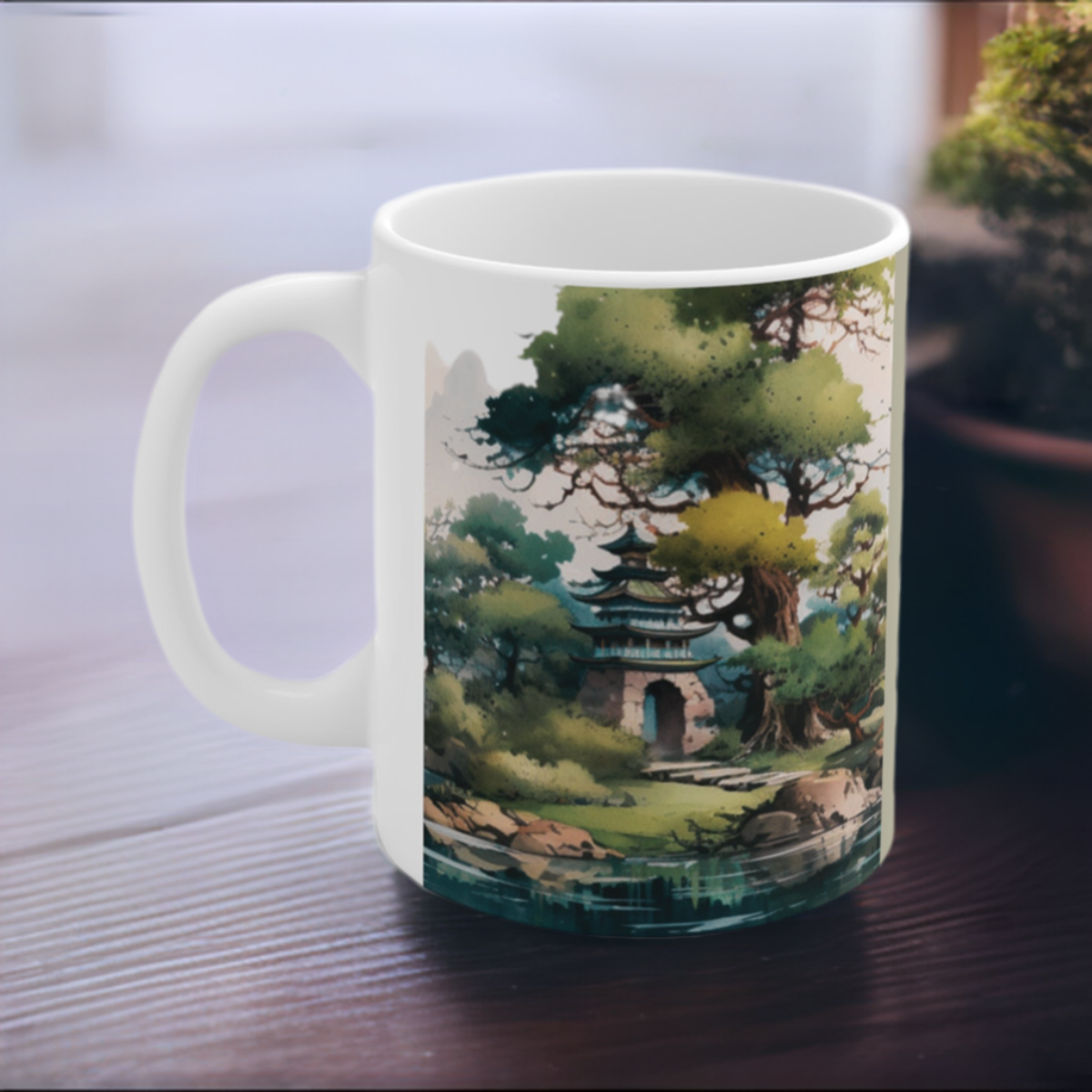 Bonsai Garden Wood Dragon Ceramic Coffee Cup - Lunar New Year Mug for Enchanting Mornings & Mystical Evenings