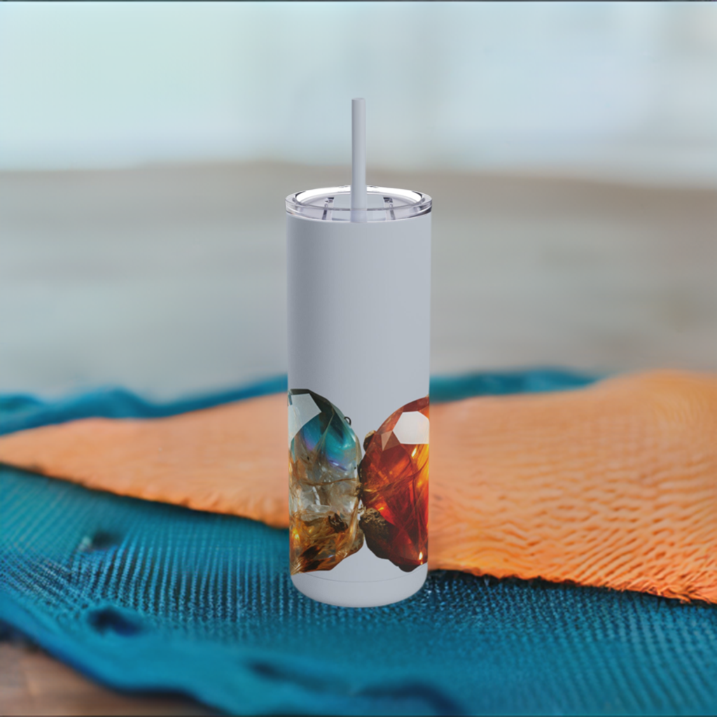 Dragon Fire Opal Crystal Birthstone Skinny Matte Yoga Workout Tumbler