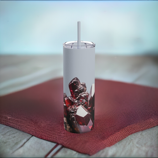 Garnet Crystal Birthstone Skinny Matte Yoga Workout Tumbler