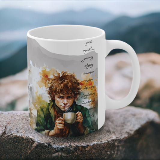 Halfling Adventurer Ceramic Coffee Cup - Creative Writing Storytelling Fantasy Mug for Enchanting Mornings