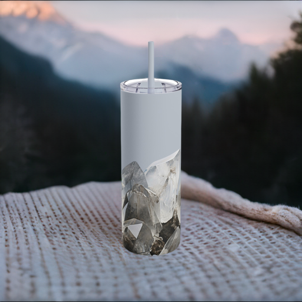 Herkimer Diamond Crystal Birthstone Skinny Matte Yoga Workout Tumbler